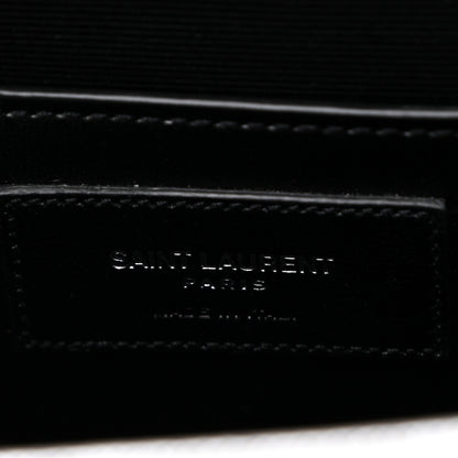 Saint Laurent Metallic Grain De Poudre Matelasse Chevron Medium Monogram Satchel Silver 6 of 14