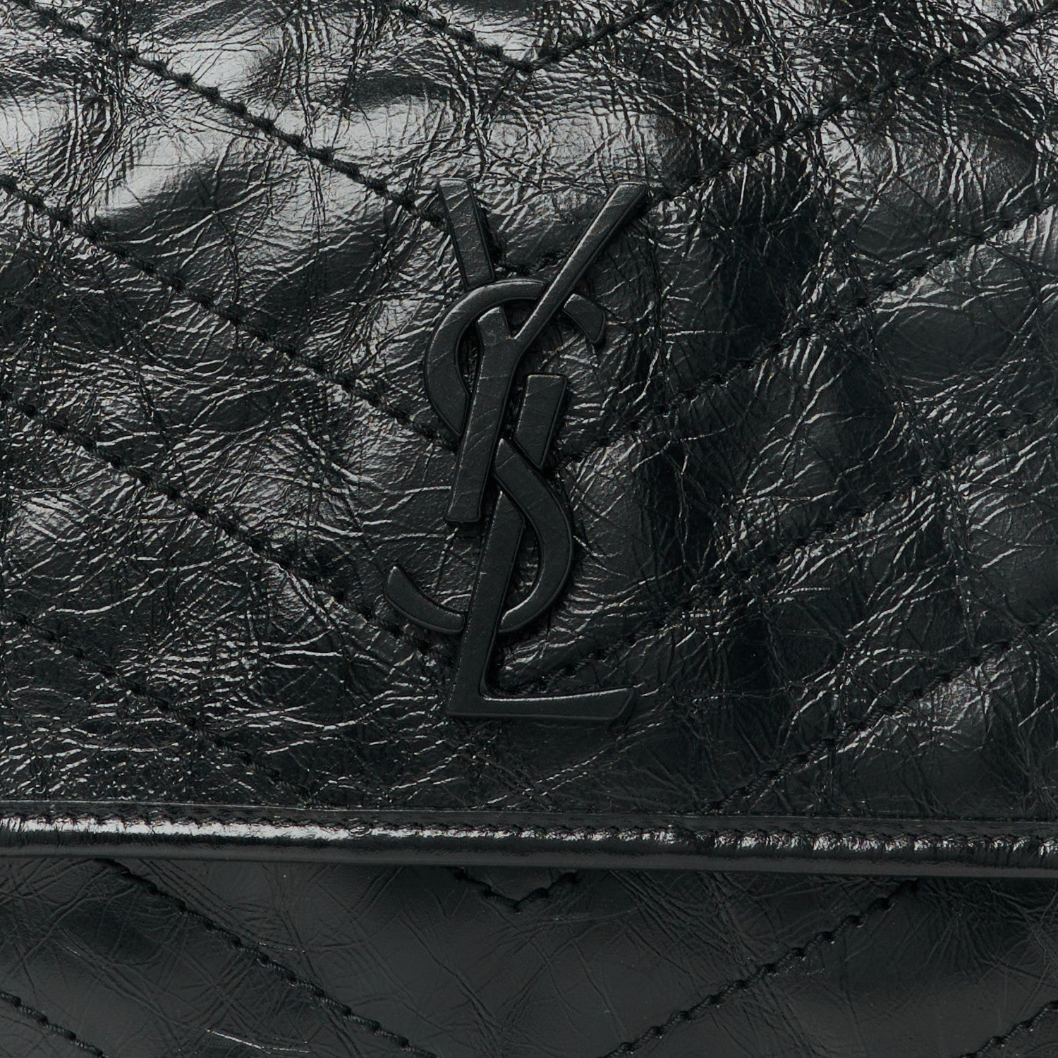Saint Laurent Crinkled Calfskin Matelasse Monogram Large Niki Chain Satchel  Black 9 of 11