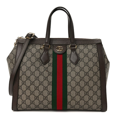 Gucci GG Supreme Monogram Web Medium Ophidia Tote Bag Brown 1 of 9