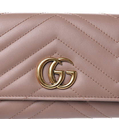 Gucci Calfskin Matelasse GG Marmont Continental Wallet Porcelain Rose 10 of 11