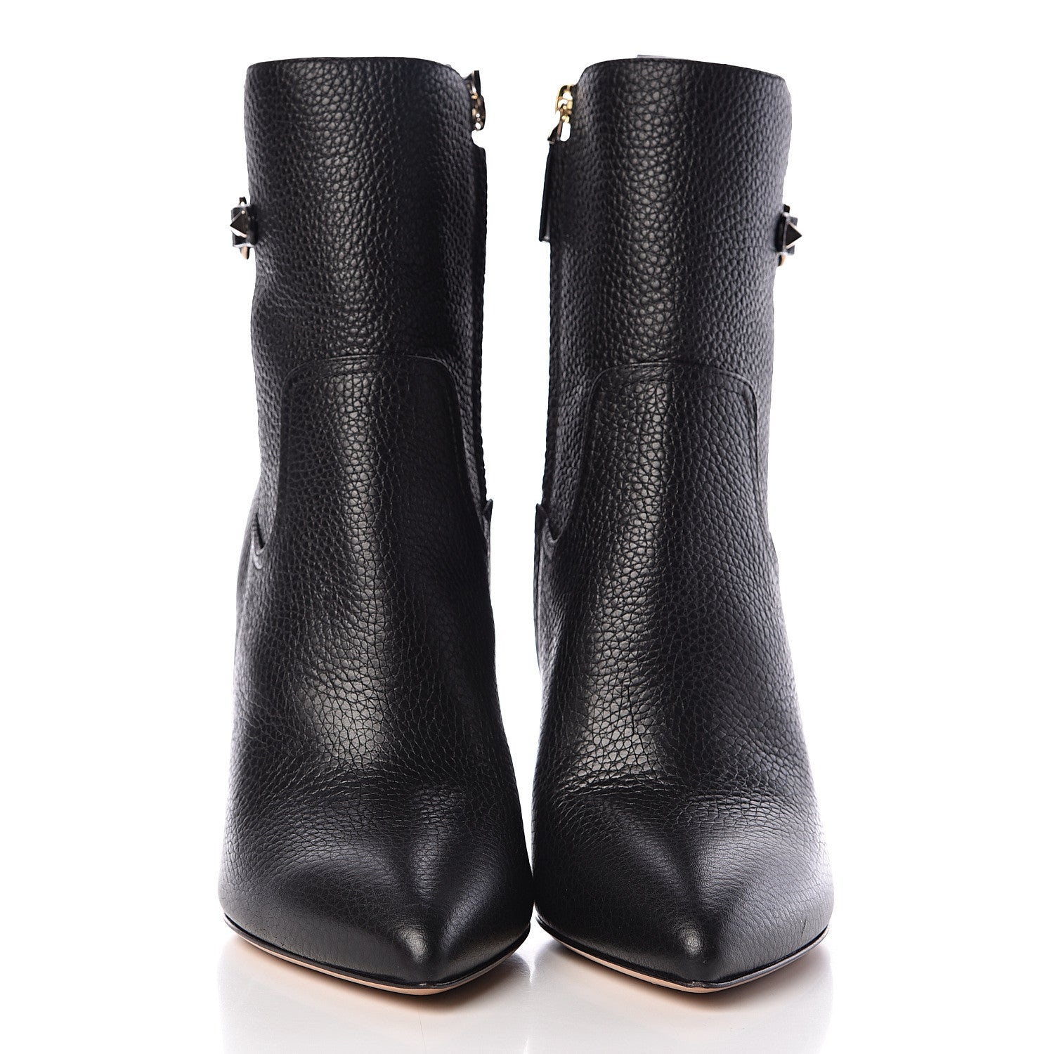 Valentino Garavani Pebbled Calfskin Rockstud Ankle Boots 41 Black 2 of 9