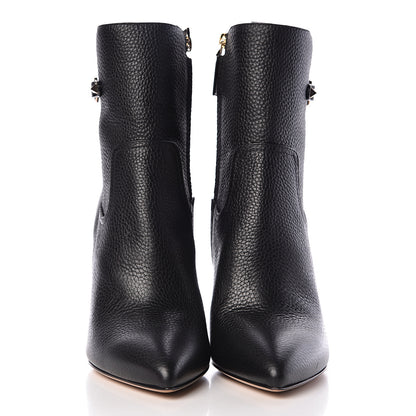 Valentino Garavani Pebbled Calfskin Rockstud Ankle Boots 41 Black 2 of 9