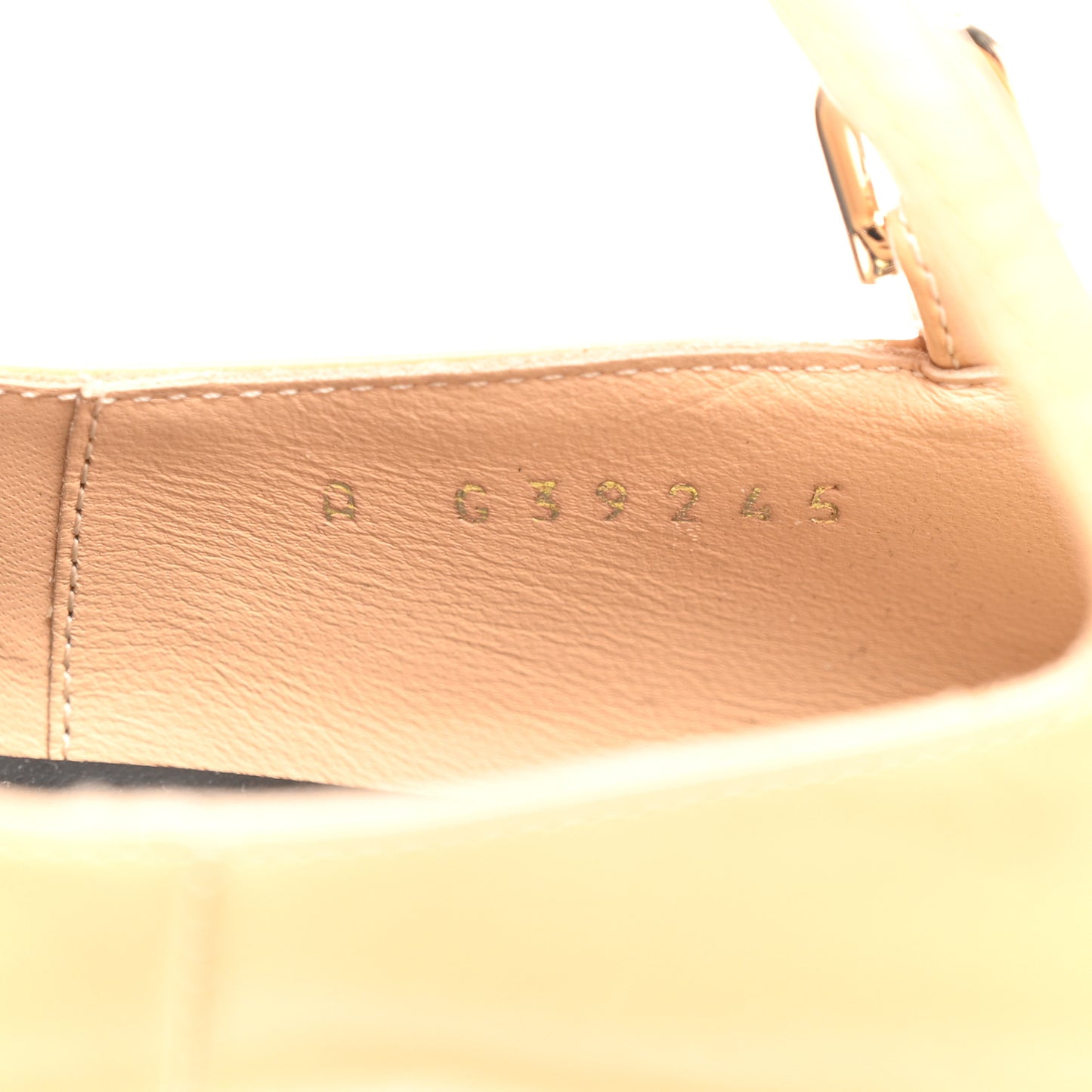 Shiny Goatskin Pearls Cap Toe Open Slingback Pumps 39 Beige Black
