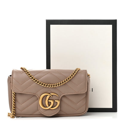 Gucci Calfskin Matelasse Super Mini GG Marmont Shoulder Bag Porcelain Rose 11 of 11