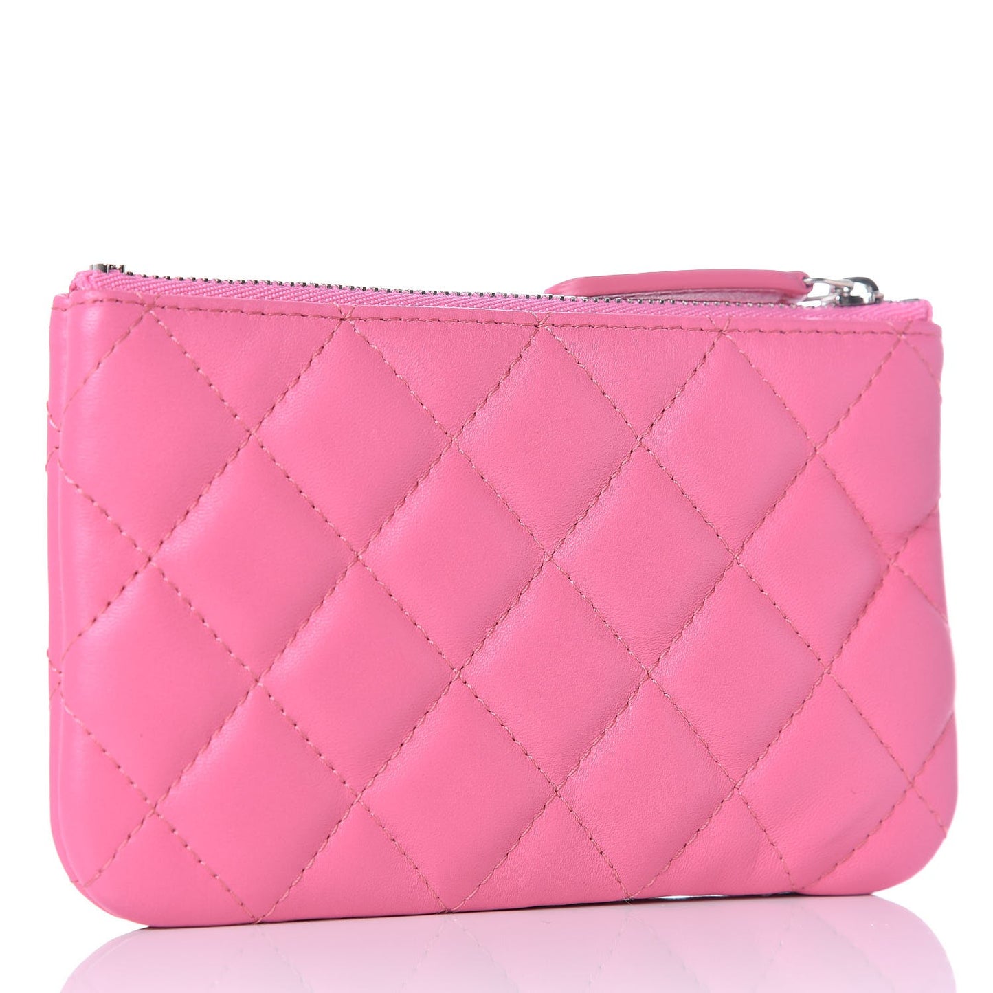 Lambskin Quilted Small Cosmetic Case Pink