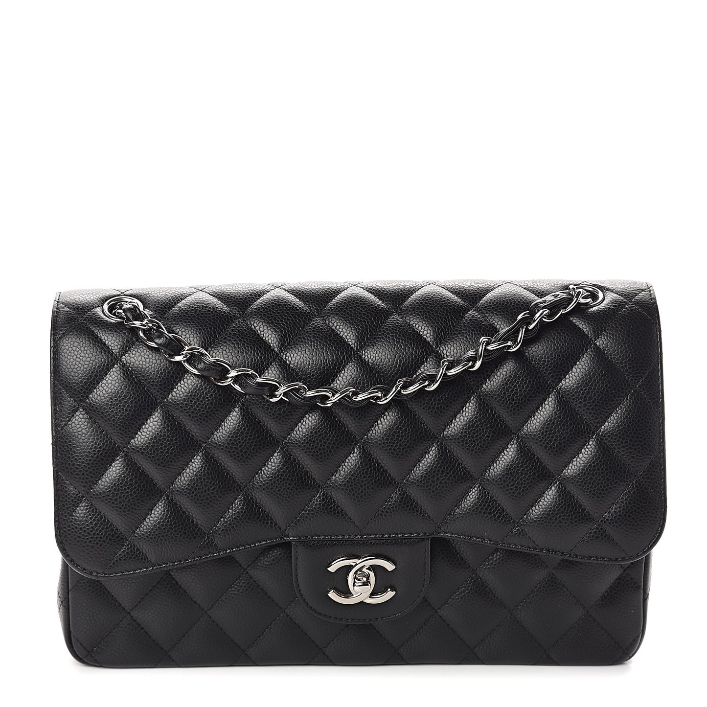 Caviar Quilted Jumbo Double Flap Black