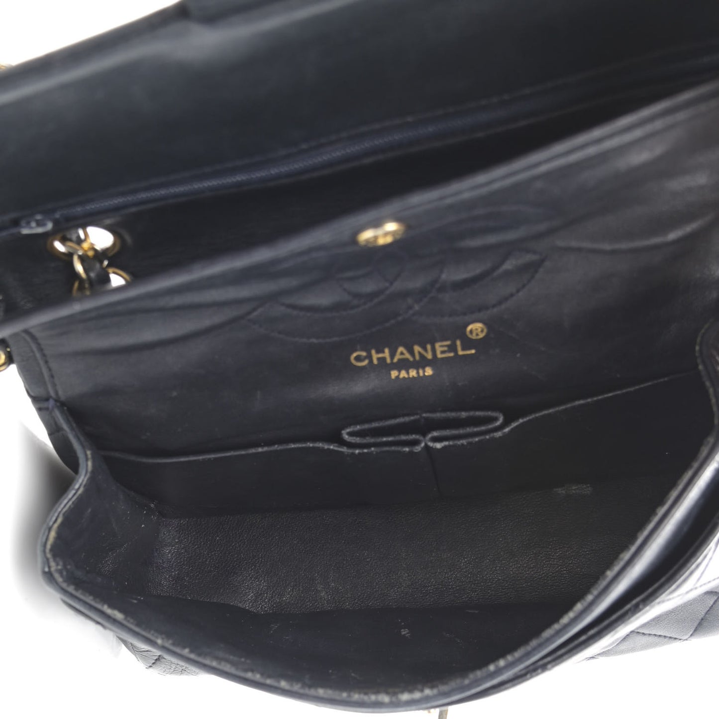 Lambskin Quilted Small Double Flap Navy