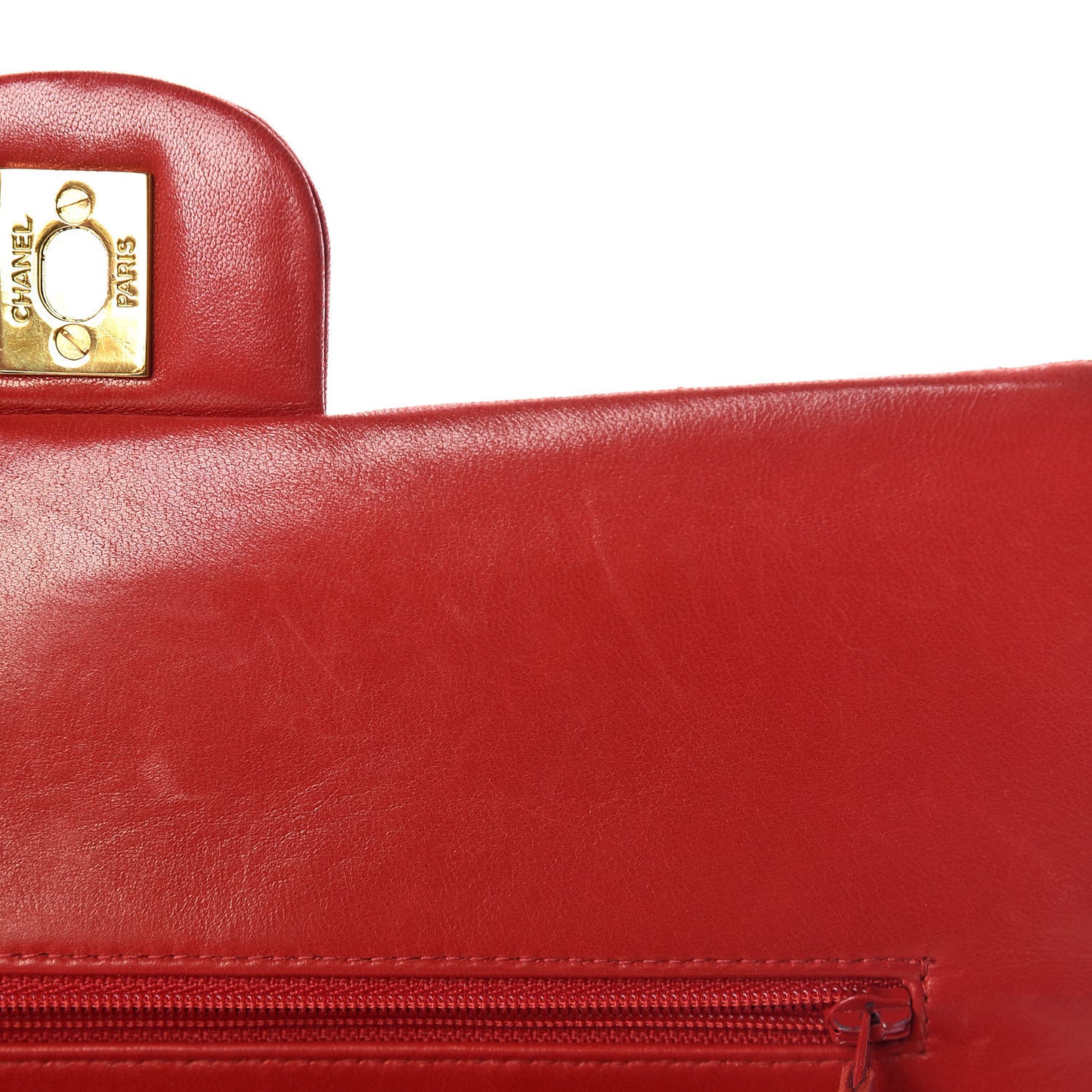 Lambskin Quilted Medium Double Flap Red