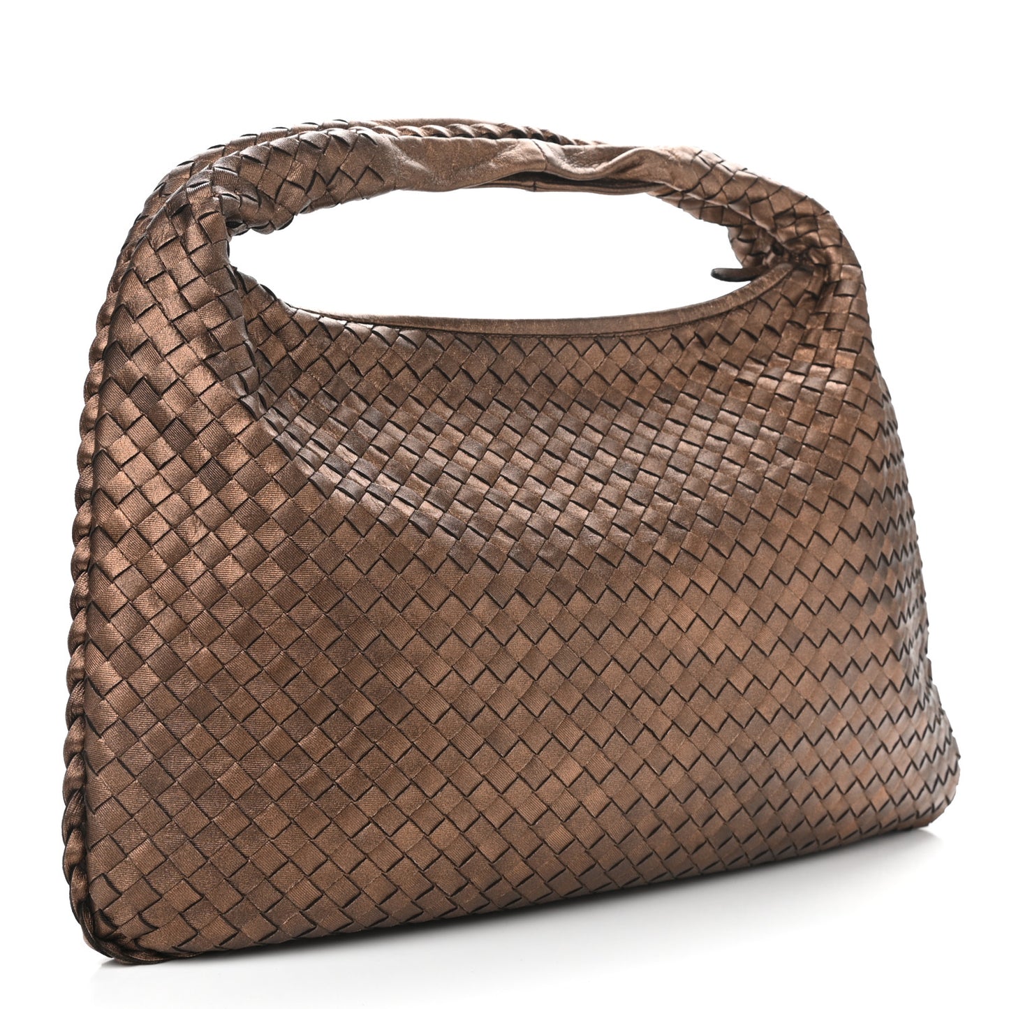 Metallic Nappa Intrecciato Large Veneta Hobo Copper