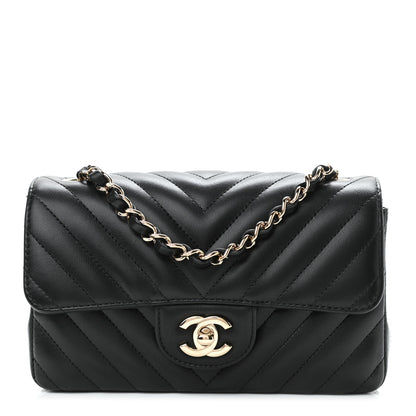 Chanel Lambskin Chevron Quilted Mini Rectangular Flap Black 1 of 11