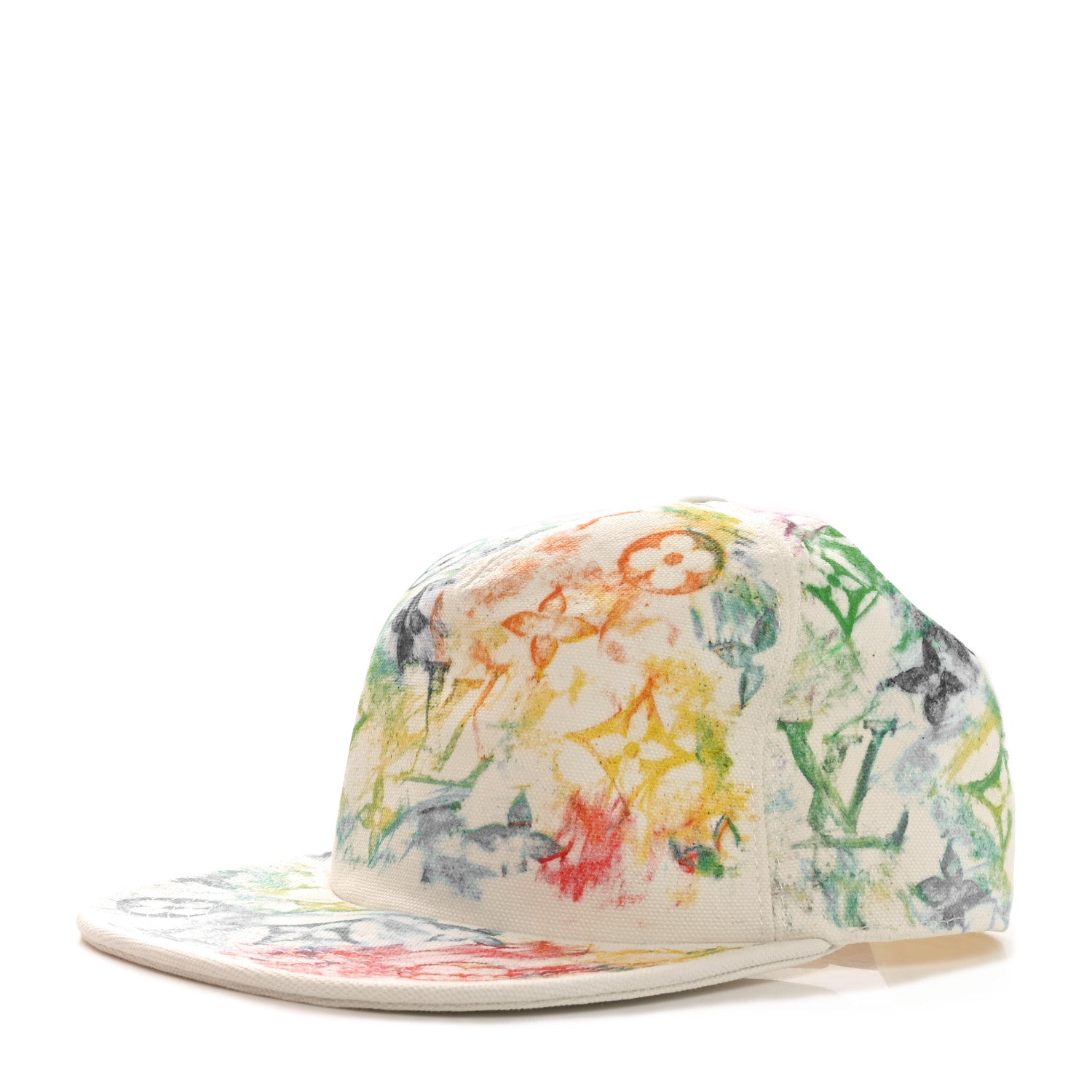 Louis Vuitton Cotton Monogram Watercolor Cap 58 White Multicolor 1 of 8