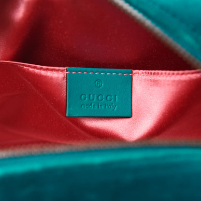 Gucci Velvet Matelasse Small GG Marmont Chain Shoulder Bag Pavone Cyan 8 of 11