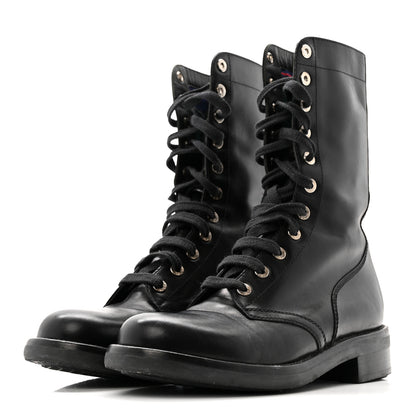 Chanel Calfskin Lace Up Combat Boots  39.5 Black 4 of 13