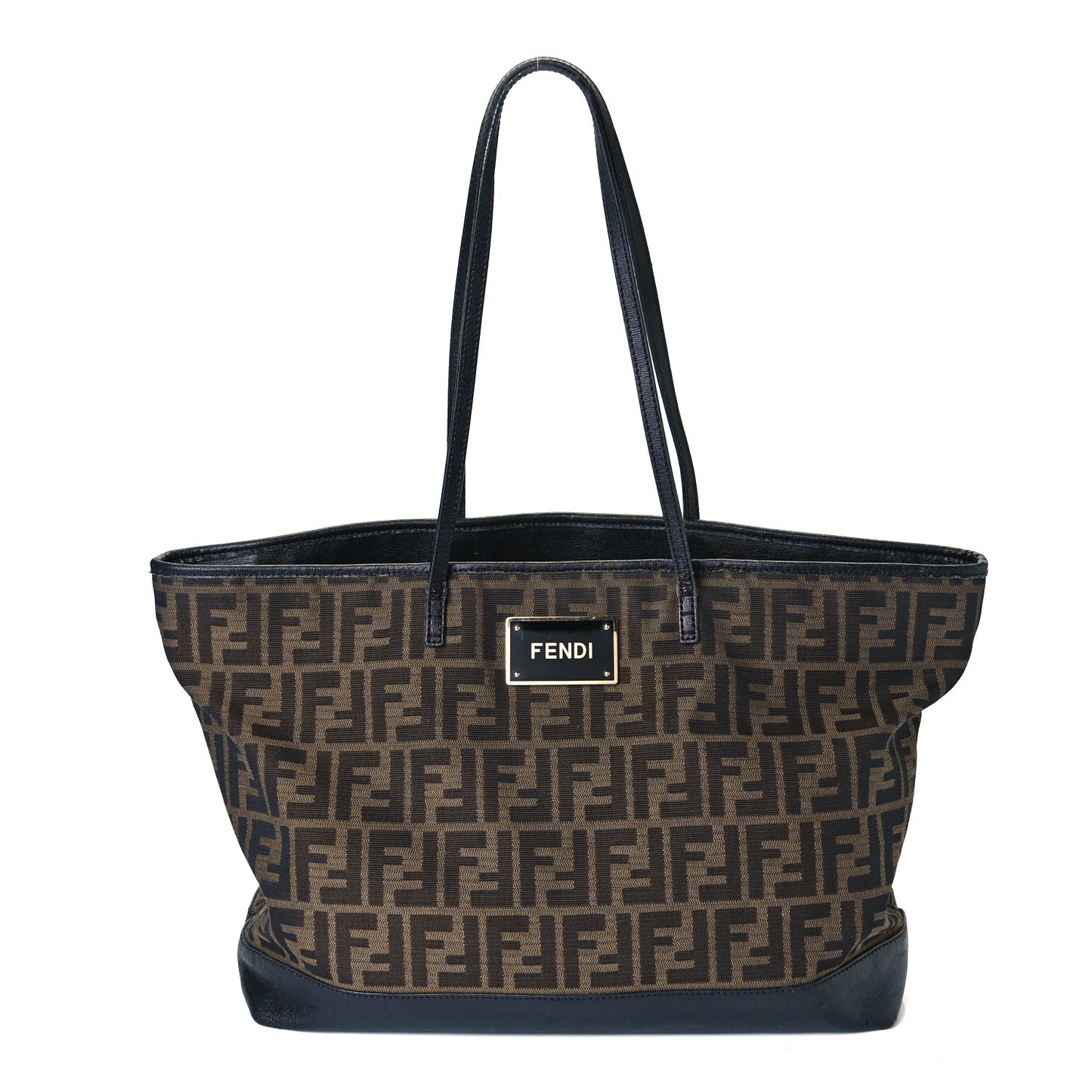 Zucca Vitello Elite Medium Roll Tote Tobacco Black