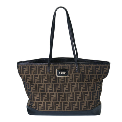 Fendi Zucca Vitello Elite Medium Roll Tote Tobacco Black 1 of 20