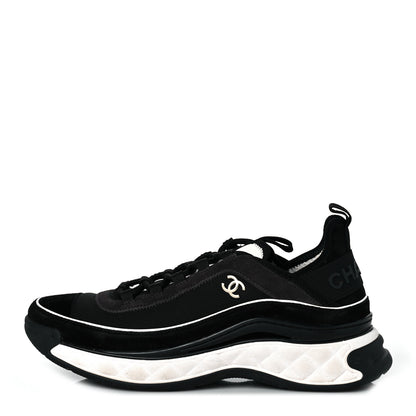 Chanel Velvet Calfskin Mixed Fibers CC Sneakers 40.5 Black 1 of 8