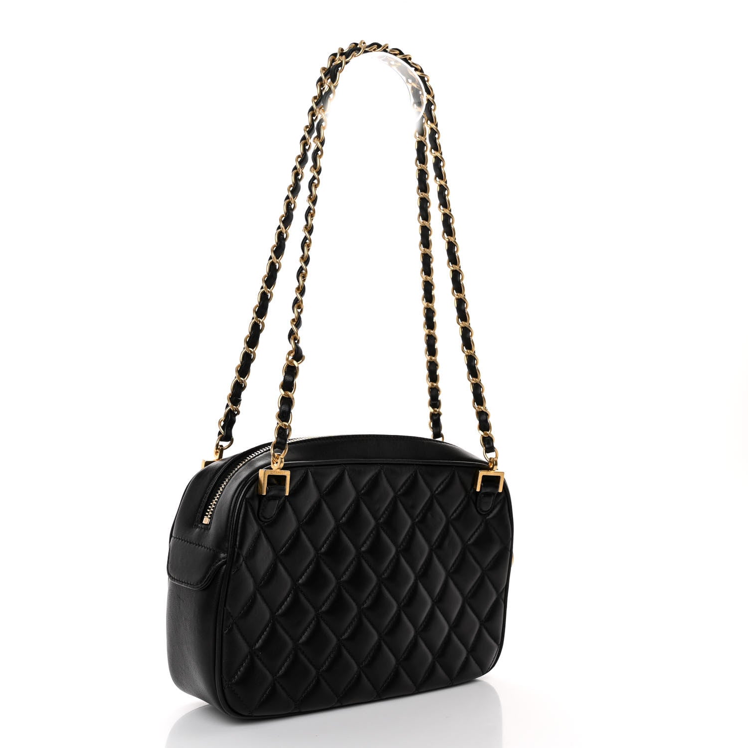 Chanel Lambskin Quilted Medium CC Crown Camera Case Black 3 of 9