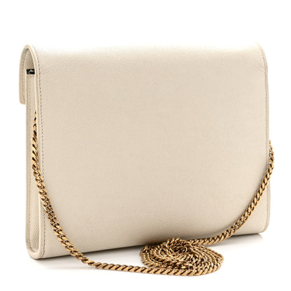 Saint Laurent Grain De Poudre Monogram Cassandra Chain Wallet Crema Soft 2 of 11