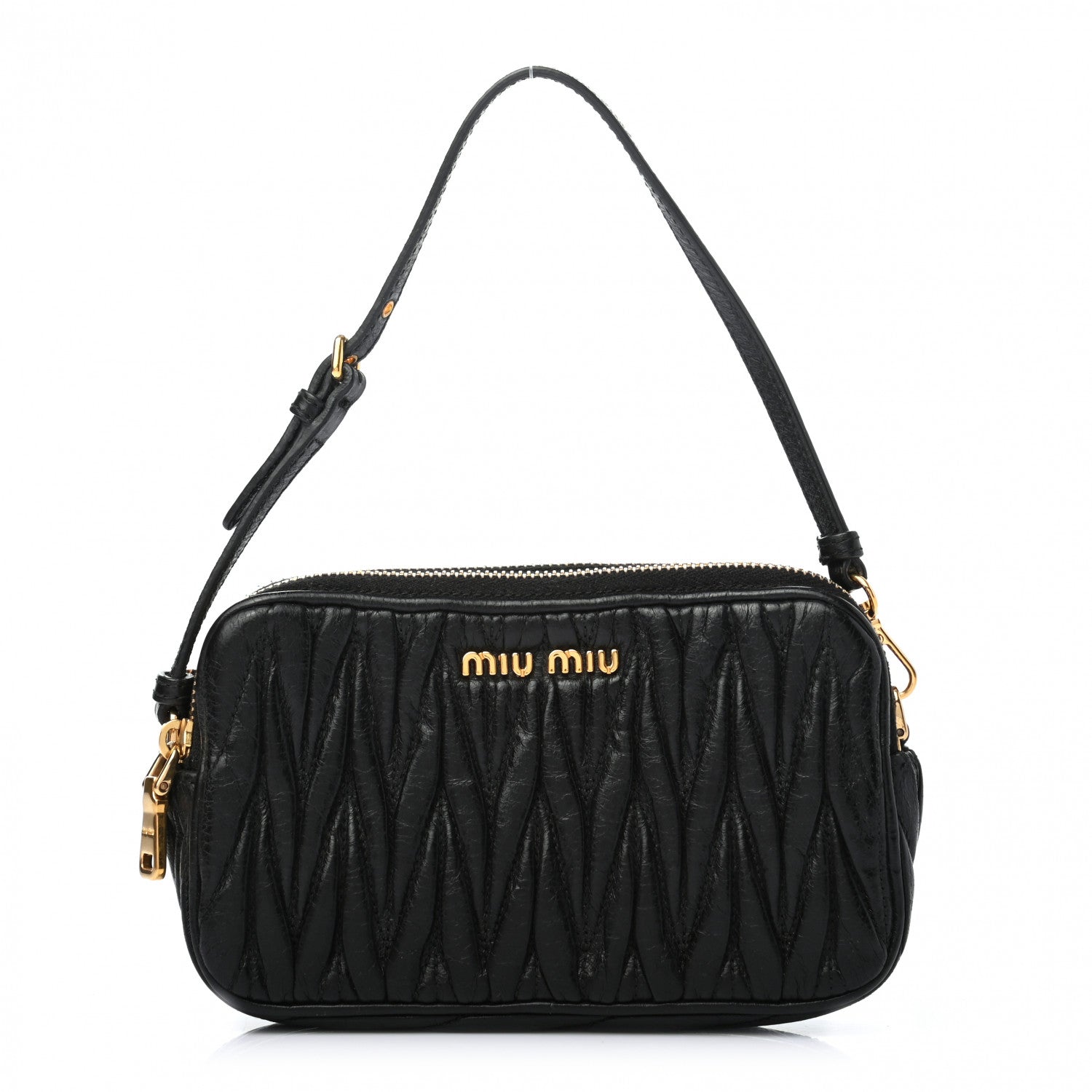 Miu Miu Nappa Matelasse Double Zip Wristlet Black 1 of 10