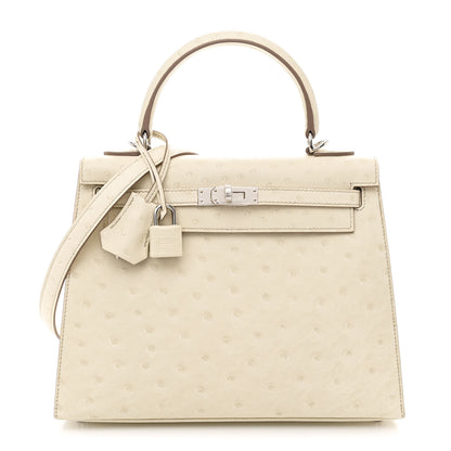 Hermes Ostrich Kelly Sellier 25 Beton 2 of 21