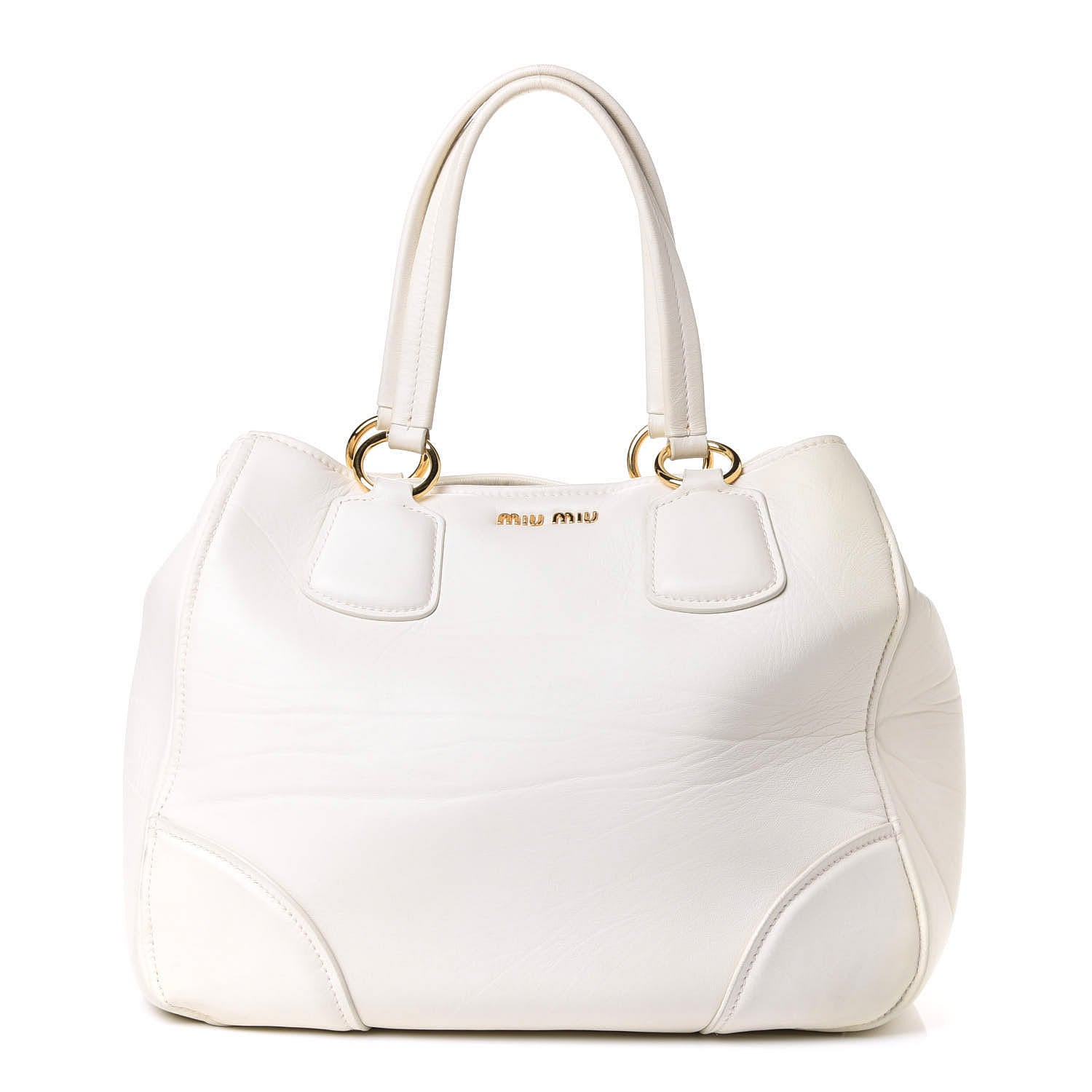 Miu Miu Nappa Shopping Satchel Bianco 1 of 4