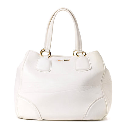 Miu Miu Nappa Shopping Satchel Bianco 1 of 4