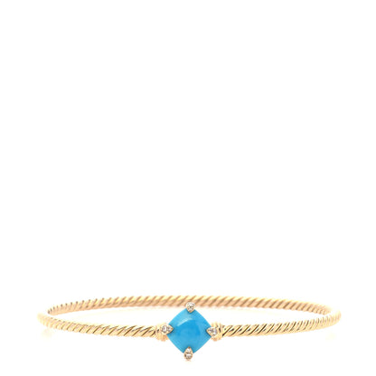 David Yurman 18K Yellow Gold Diamond Turquoise Chatelaine Bracelet 1 of 5