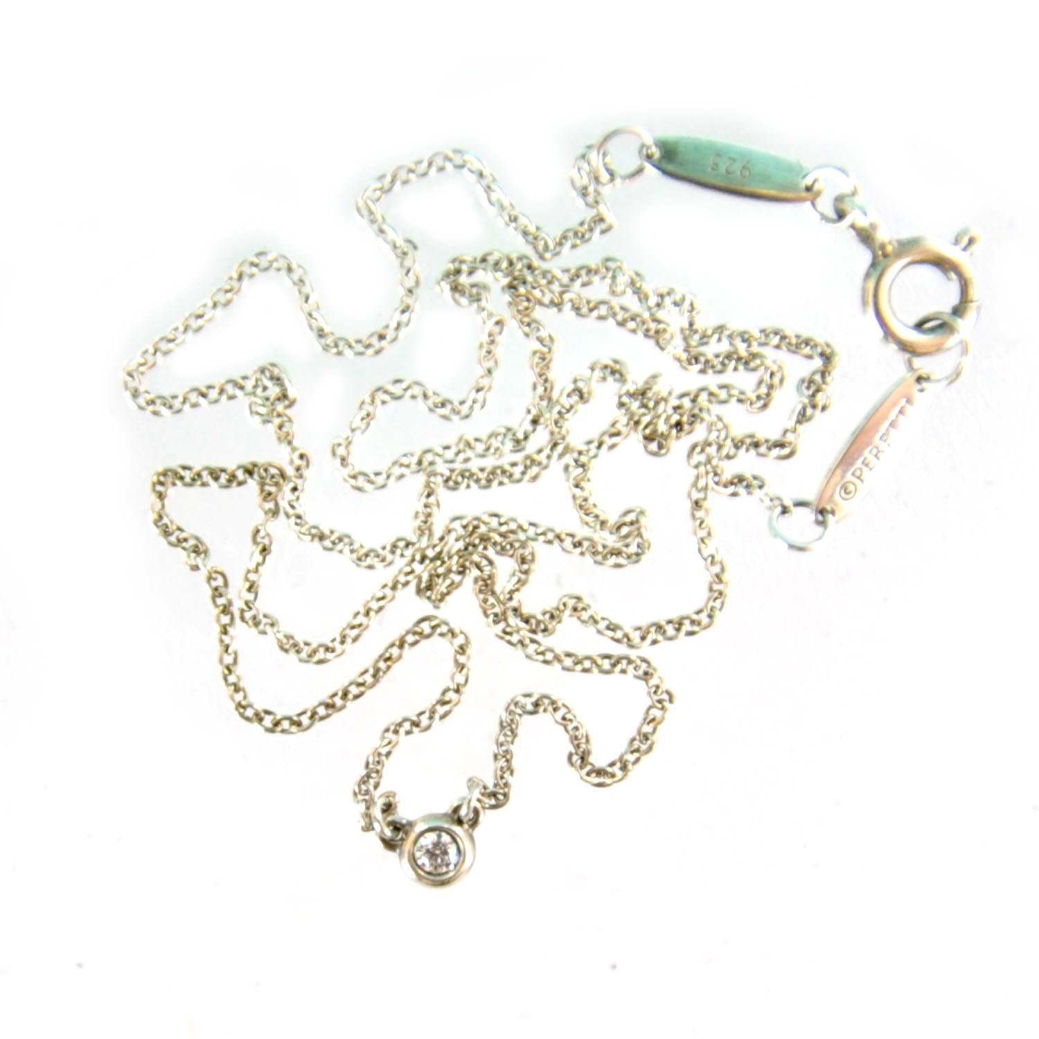 Tiffany Sterling Silver Diamond .03ct Elsa Peretti Diamonds by the Yard Pendant Necklace 1 of 4