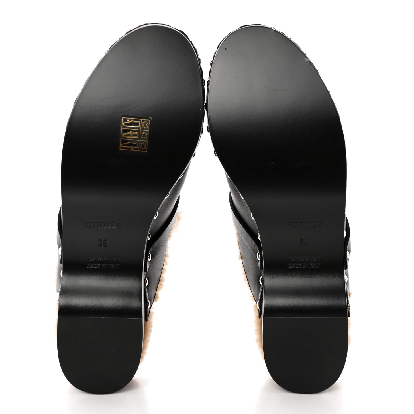 Calfskin Woolskin Carlotta Mules 38 Black