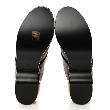 Hermes Calfskin Woolskin Carlotta Mules 38 Black 5 of 10