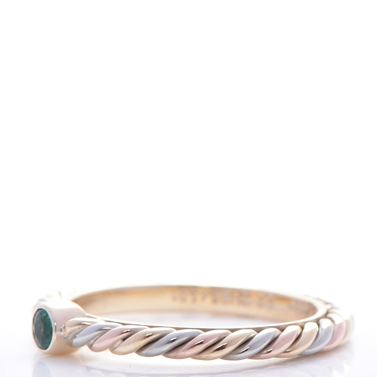 18K Pink Yellow White Gold Emerald 2mm Cable Twist Ring 53 6.25
