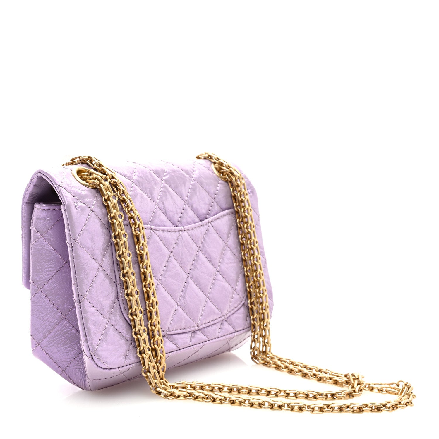 Chanel Glittered Aged Calfskin Quilted Mini 2.55 Reissue Flap Lilac 3 of 9