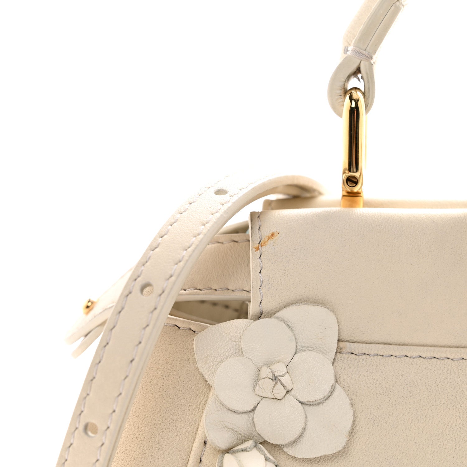 Fendi Nappa Rosebud Mini Peekaboo Iconic Satchel Bianco 11 of 12