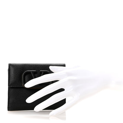 Valentino Garavani Grainy Calfskin VSling Compact Wallet Black 2 of 6