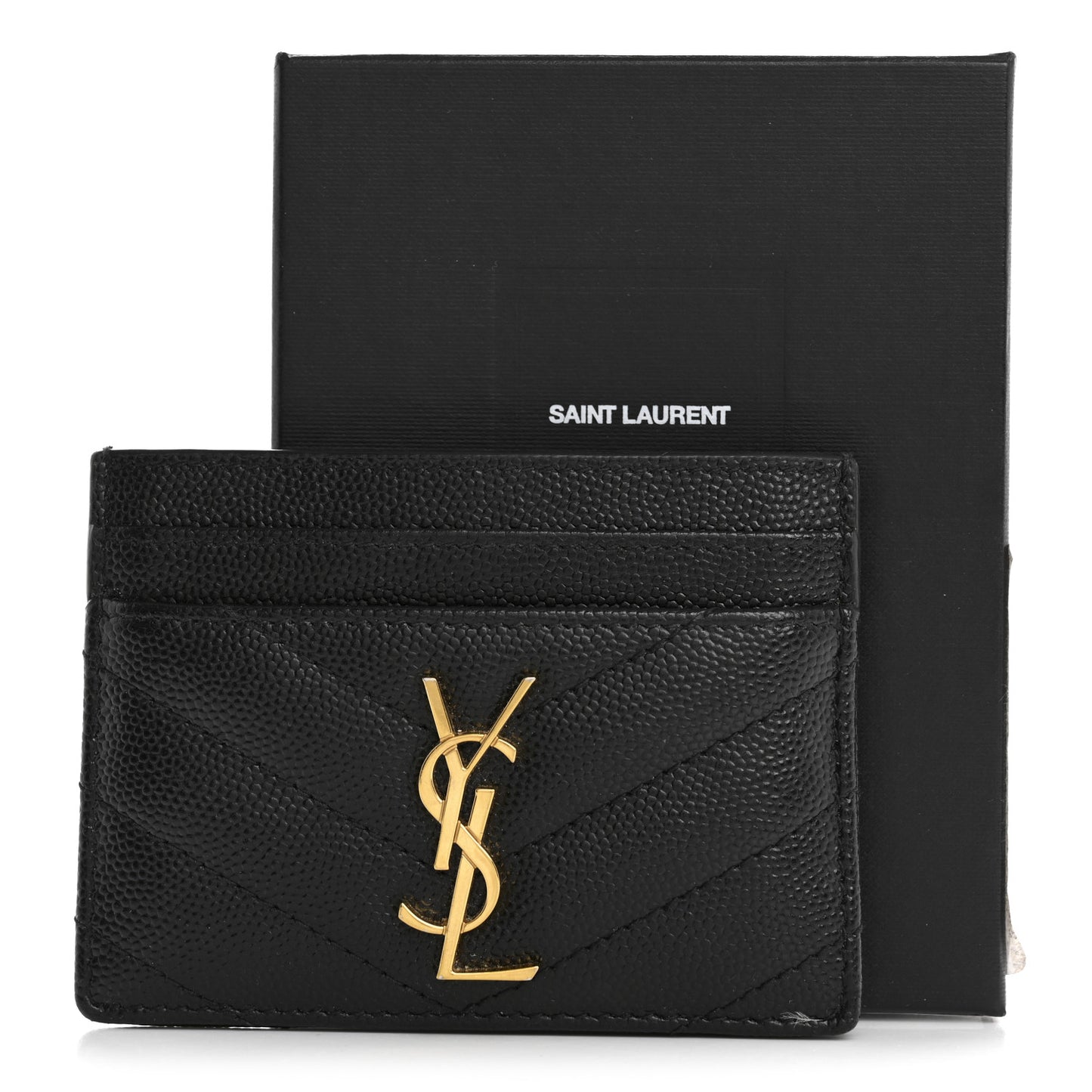 Grain De Poudre Matelasse Chevron Monogram Credit Card Case Black