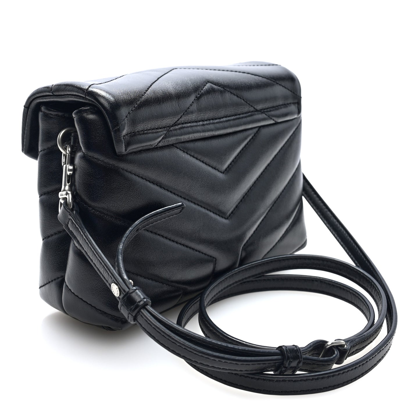 Calfskin Y Quilted Monogram Toy Loulou Crossbody Bag Black