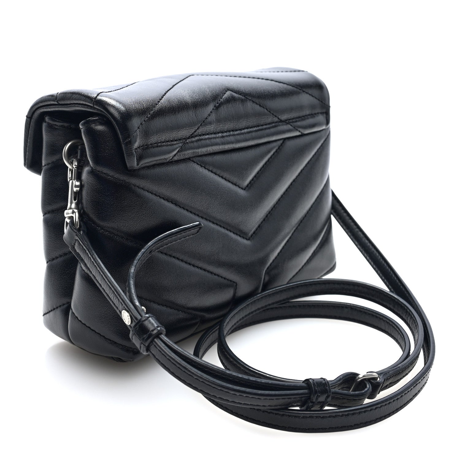 Saint Laurent Calfskin Y Quilted Monogram Toy Loulou Crossbody Bag Black 3 of 10