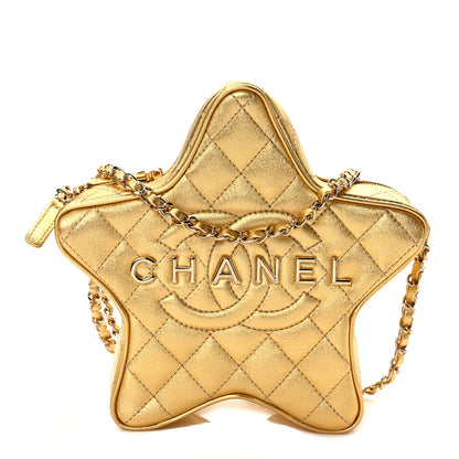 Chanel Metallic Lambskin Quilted Walk Of Fame Star Bag Gold 1 of 10