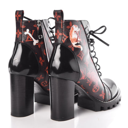 Louis Vuitton Patent Calfskin Catogram Star Trail Ankle Boots 40 Black Marron 4 of 11