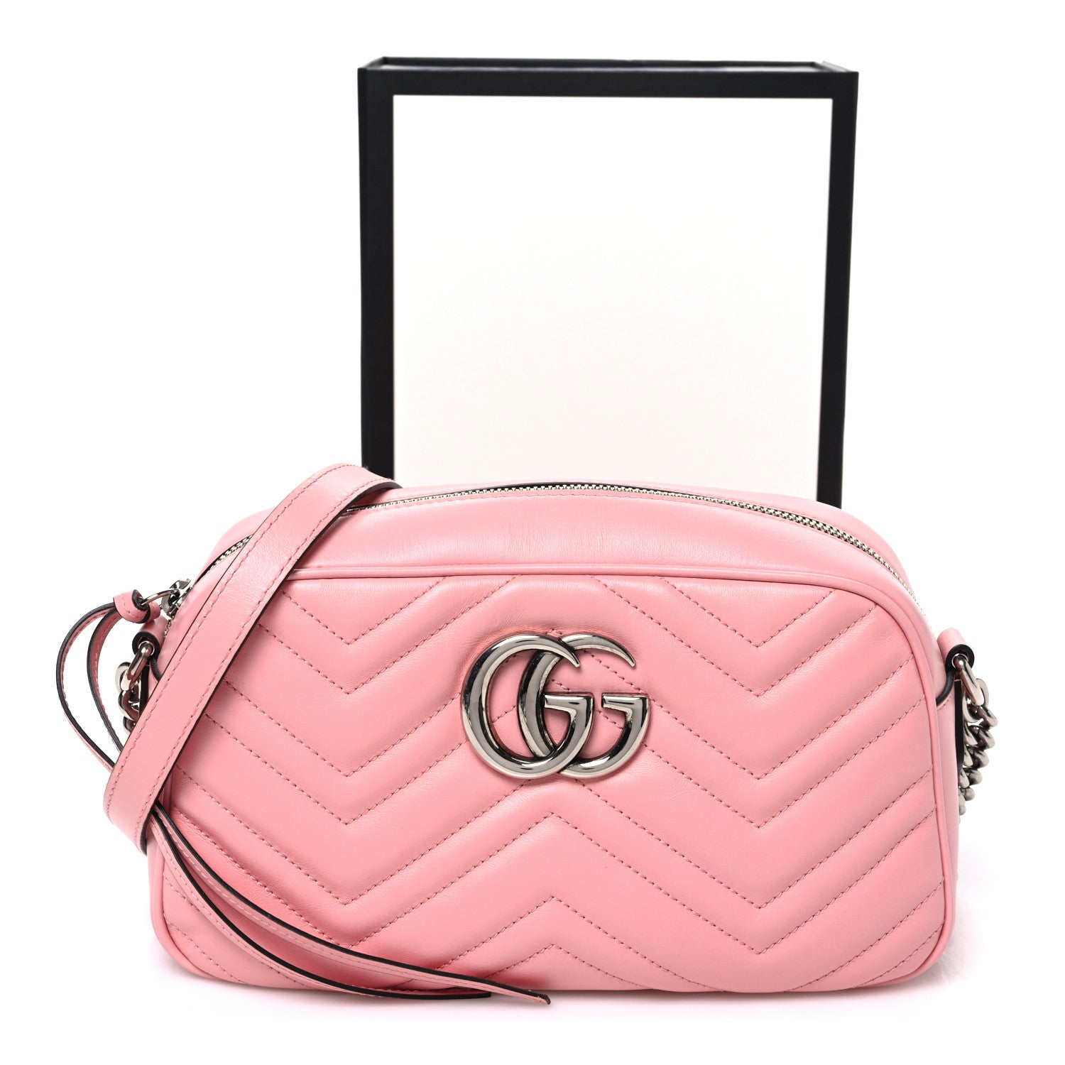 Gucci Calfskin Matelasse Small GG Marmont Chain Shoulder Bag Wild Rose 11 of 11