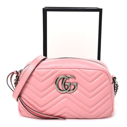 Gucci Calfskin Matelasse Small GG Marmont Chain Shoulder Bag Wild Rose 11 of 11
