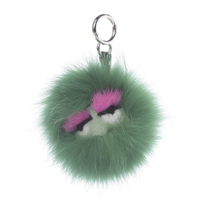 Fendi Fox Mink Rabbit Fur Vitello Dolce Minty Mini Monster Bag Bug Charm Jade Multicolor 1 of 6