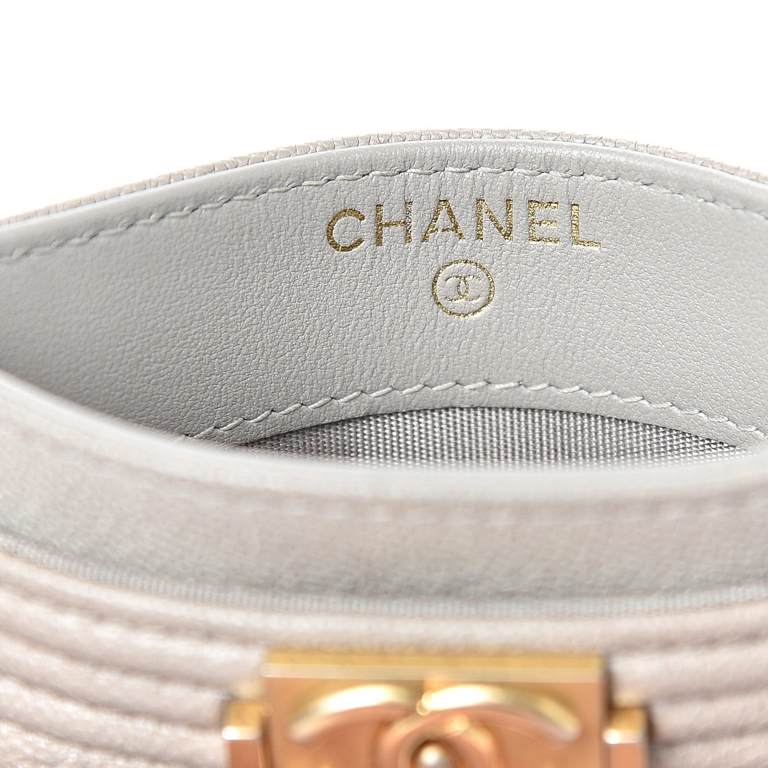 Chanel Caviar Quilted Boy Card Holder Grey 6 of 9