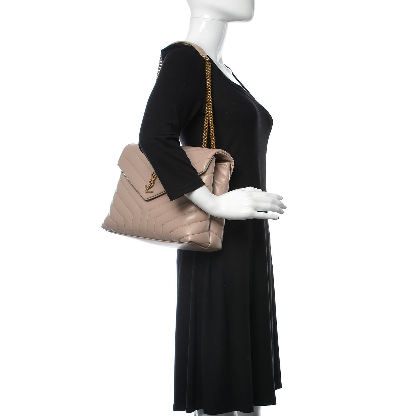 Calfskin Y Quilted Monogram Medium Loulou Chain Satchel Light Natural
