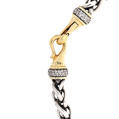 David Yurman Sterling Silver 18K Yellow Gold Diamond 8mm Wheat Chain Necklace 5 of 5