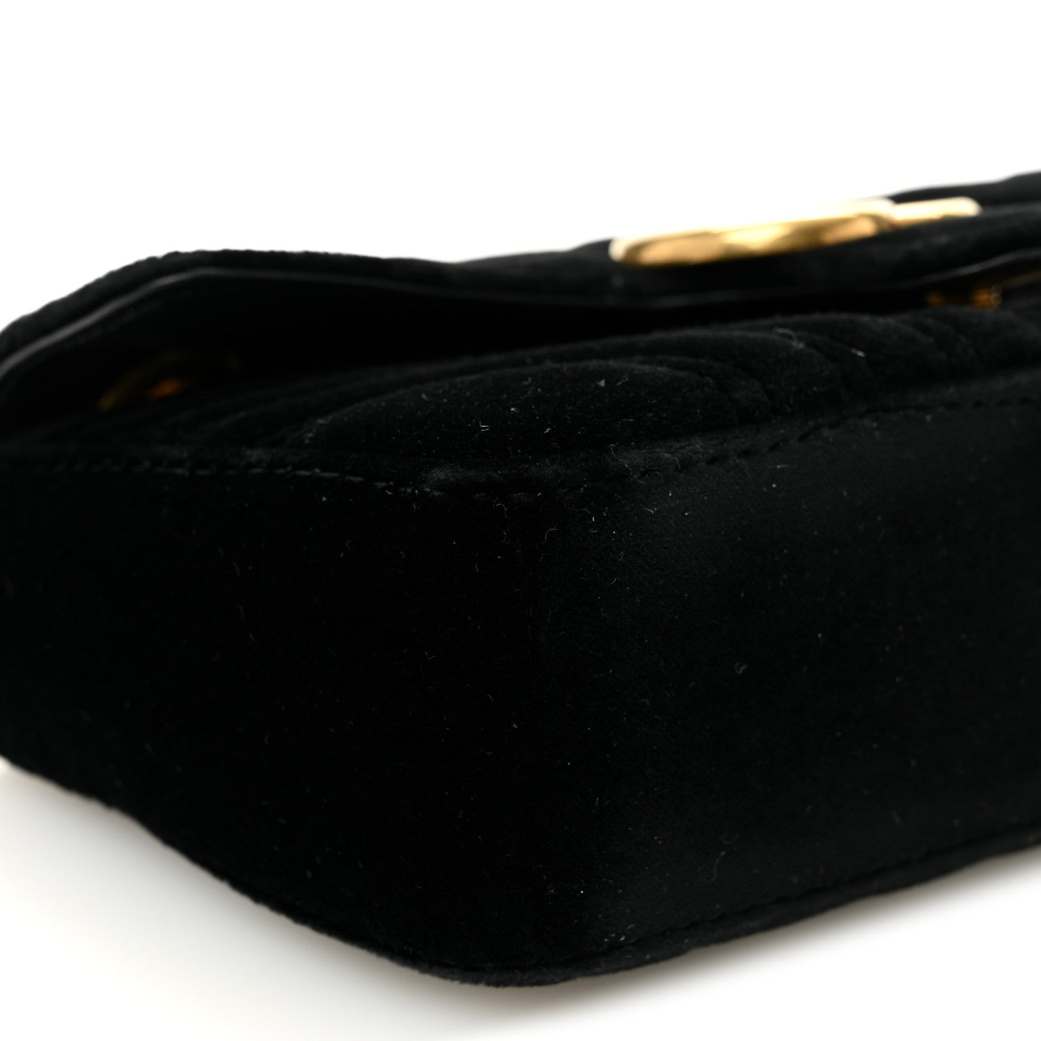 Gucci Velvet Matelasse Mini GG Marmont Shoulder Bag Black 9 of 10