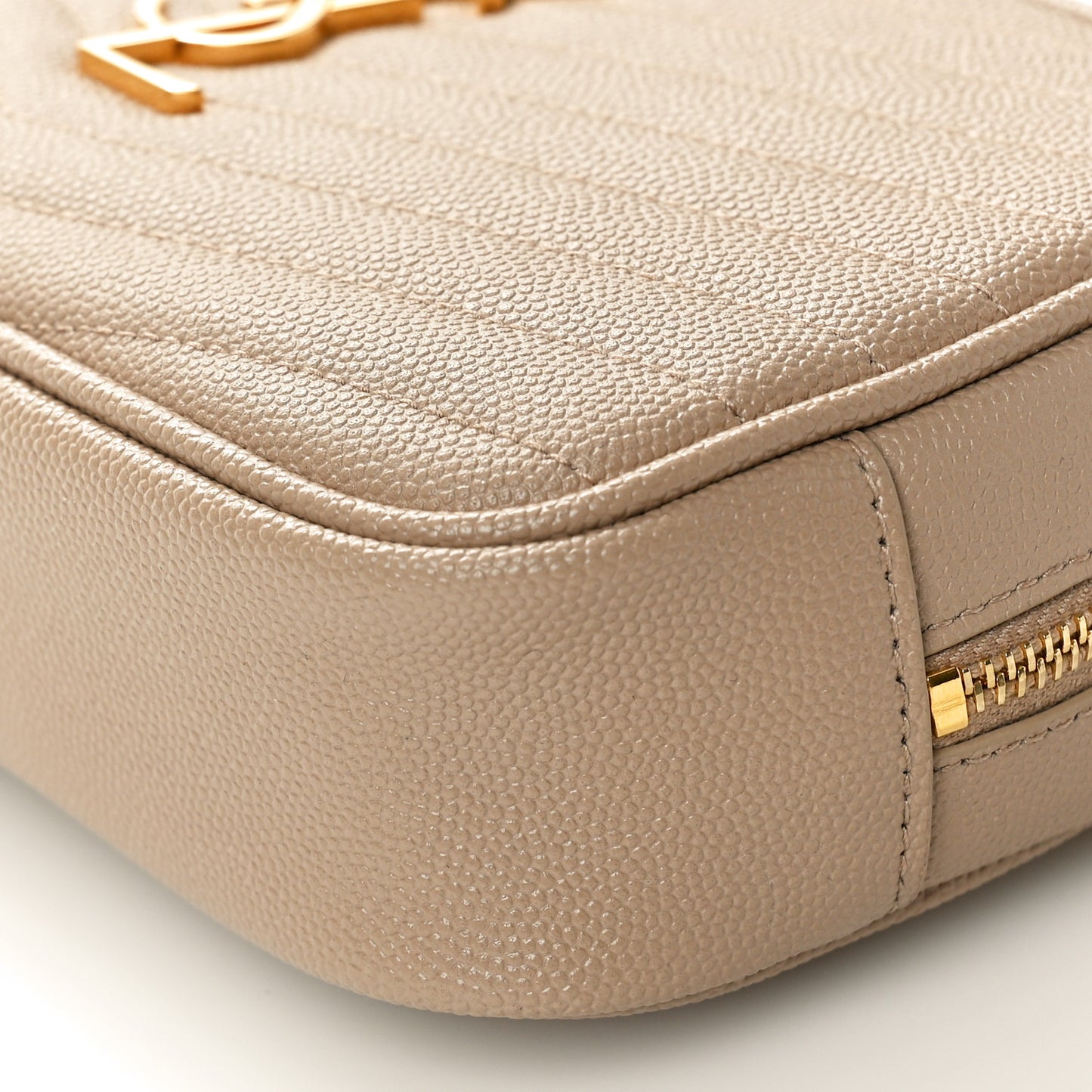 Grain De Poudre Matelasse Monogram Mini Lou Camera Bag Dark Beige