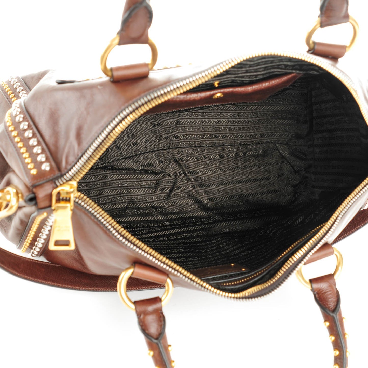 Glace Calf Studded Tote Bruciato
