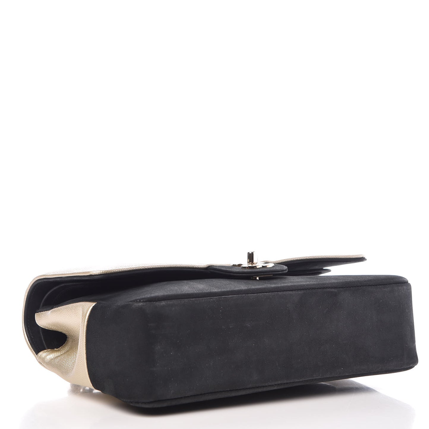 Caviar Iridescent Calfskin Duo Medium Double Flap Light Gold Black