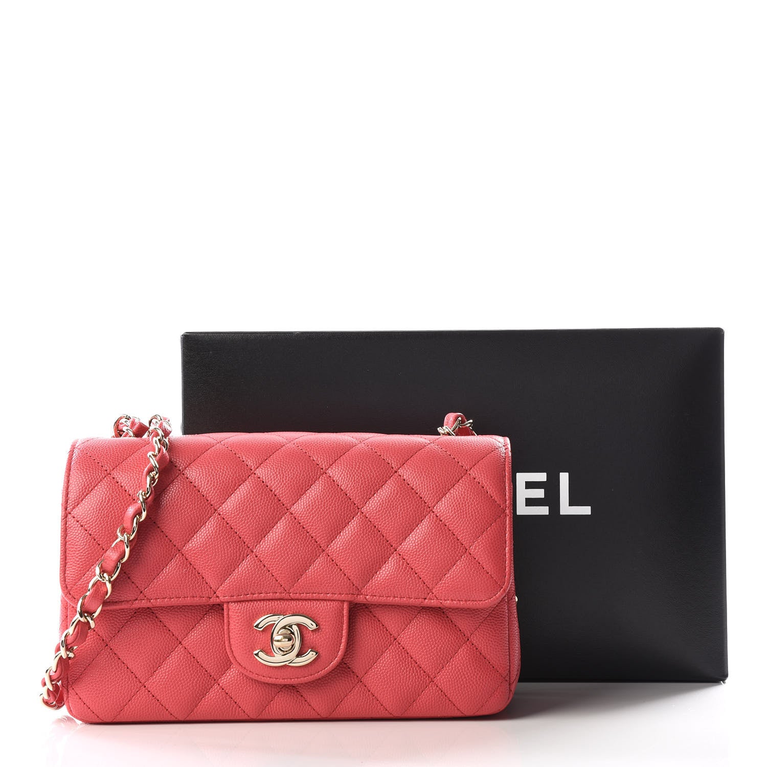 Chanel Caviar Quilted Mini Rectangular Flap Dark Pink 12 of 12